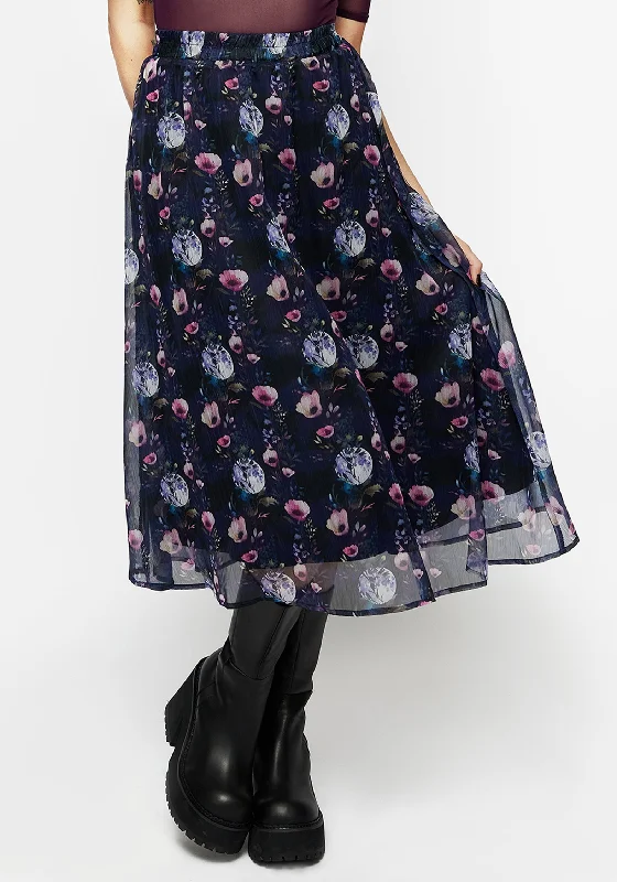 Women's Resort Garments Socordia Floral Moon Chiffon Midi Skirt