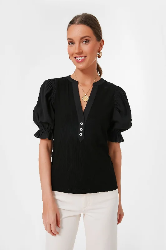 Women's Clothing Black Livia Puff Sleeve Top