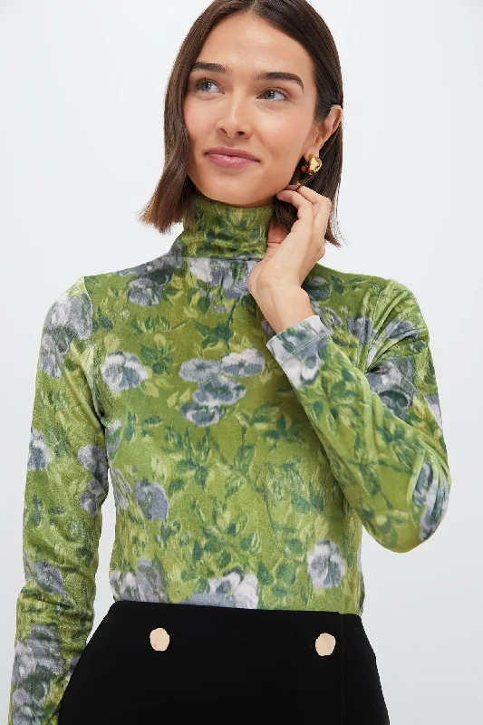 Women's Weekend Outfit Muted Meadow Velvet Turtleneck