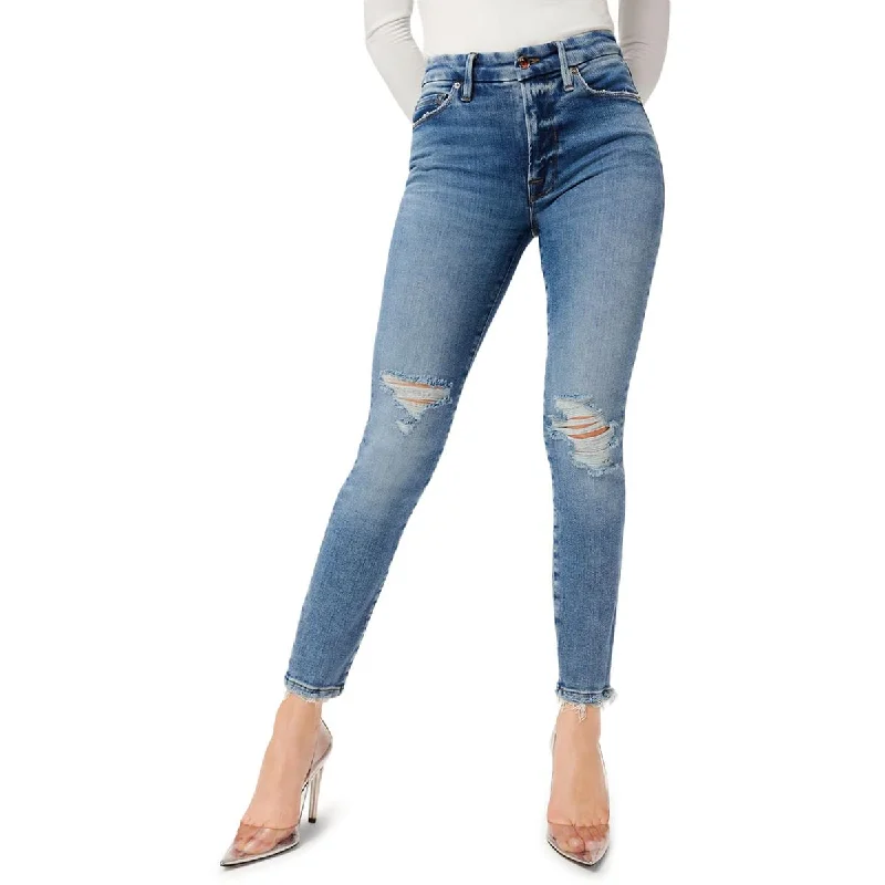 Women's Date Night Outfit Womens Cropped Distressed Skinny Jeans