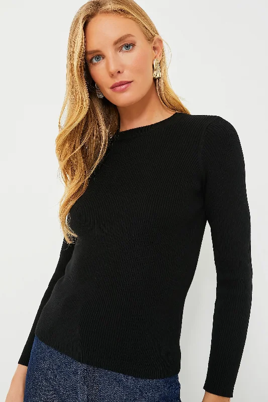 Women's Travel Apparel Black Alden Ribbed Crewneck