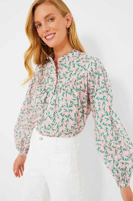 Women's Chic Outfit Pink and Green Print Logan Shirt