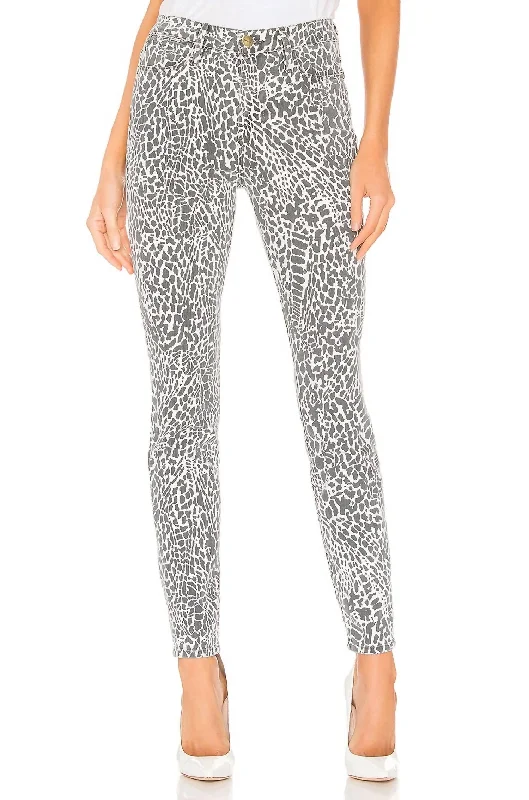 Women's Chic Outerwear Garments Le Skinny Animal Print Jeans In White, Black