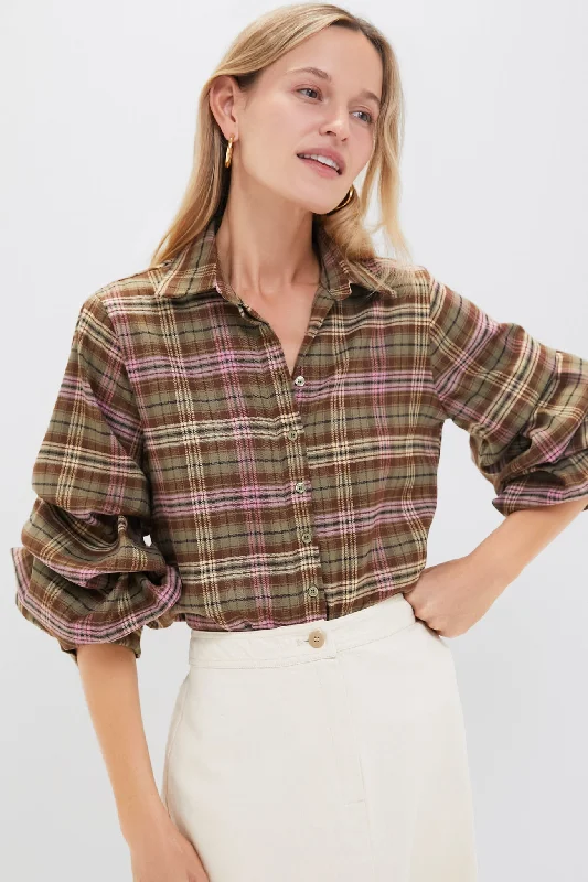 Chic Women's Garments Exclusive Green Plaid Seville Shirt