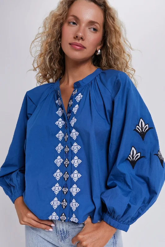 Affordable Luxury Women's Apparel Midway Blue Minka Shirt