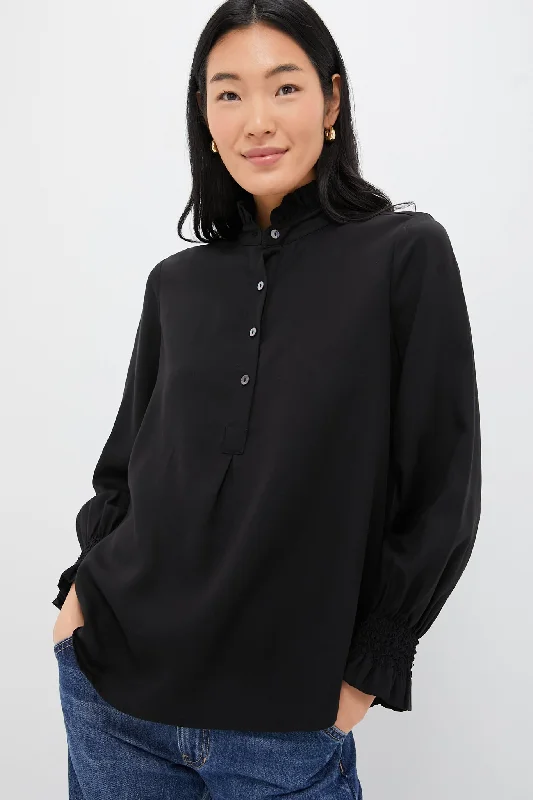 Women's Plus-Size Outfit Black Teagan Popover Shirt