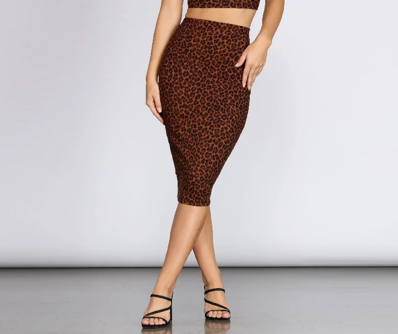 Women's Workout Clothing Sassy Spots Leopard Ribbed Skirt