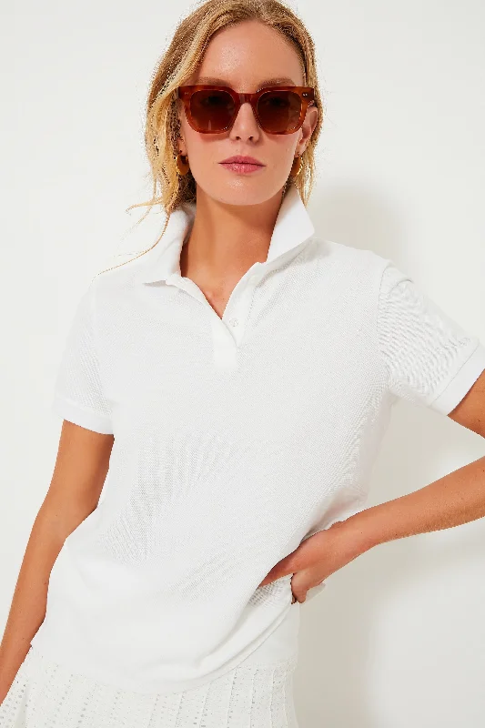 Women's Holiday Clothes White Pique Murray Classic Polo