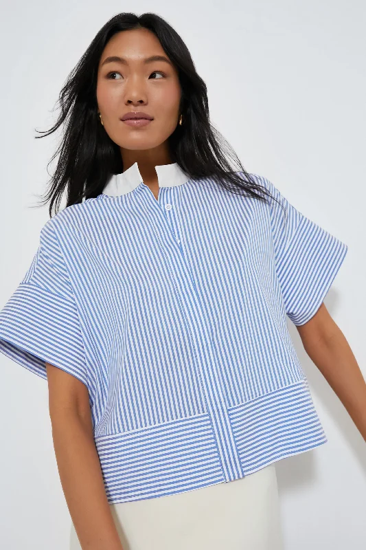 Women's Plus-Size Outfit Blue Stripe Sofia Shirt