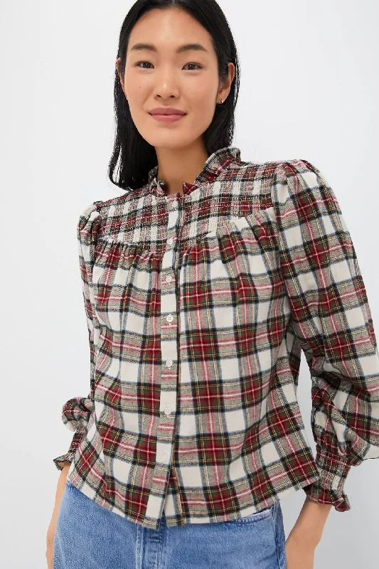 Vintage-Inspired Garments Exclusive Ivory Plaid Nicole Shirt