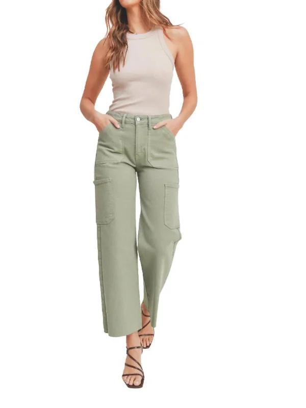 Women's Clothes For The Office High Rise Utility Straight Leg Jeans In Bay Leaf