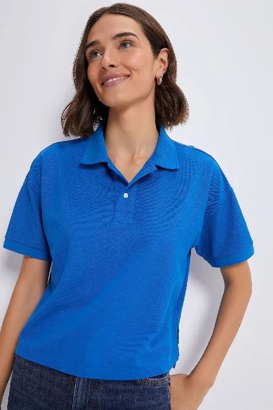 Stylish Outerwear Clothes For Women Blue Pique Holmes Boyfriend Polo