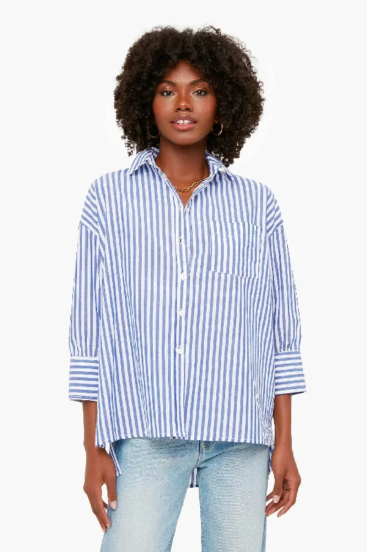 Sustainable Fashion Clothing For Women Denim Stripe Adair Boyfriend Shirt