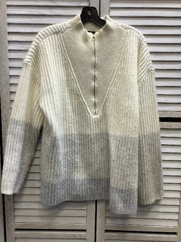 Sweater By Talbots In Grey & White, Size: Xl