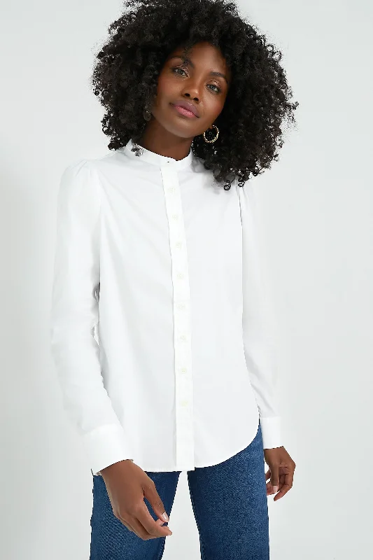 Women's Active Clothing White Puffed Shoulder Shirt