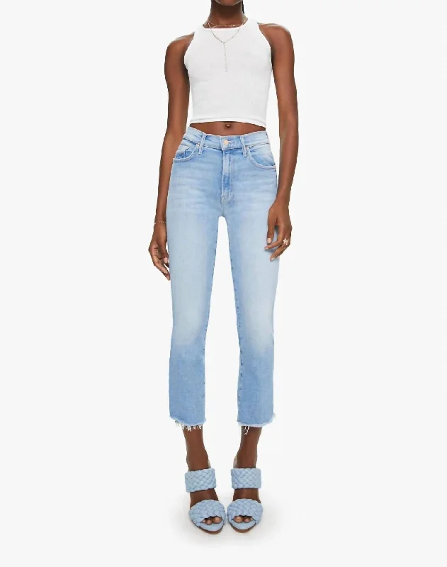 Women's Professional Clothes Insider Crop Step Fray Jeans In Bright Light Blue Wash