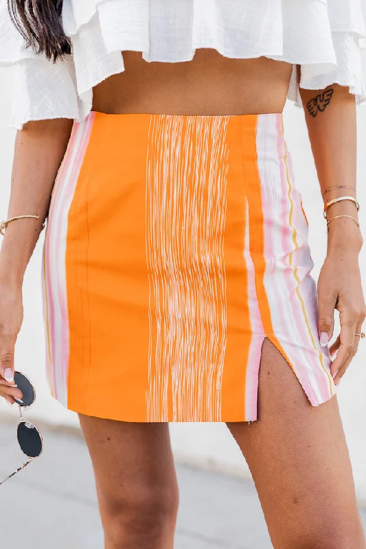 Women's Layered Outfit Keep Telling Me Pink and Orange Striped Skirt FINAL SALE