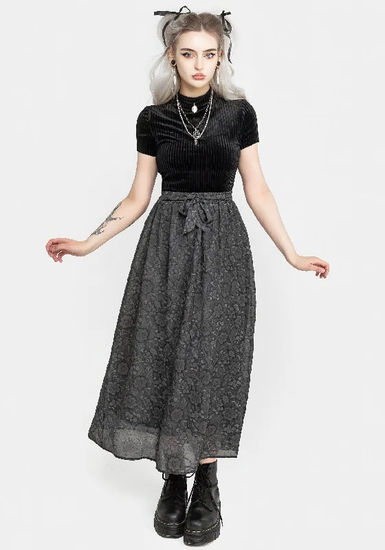 Women's Plus-Size Clothes Revival Floral Mesh Layered Midi Skirt