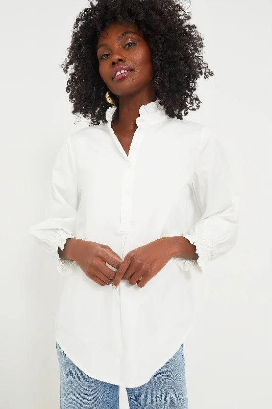 Women's Seasonal Attire White Teagan Popover Top