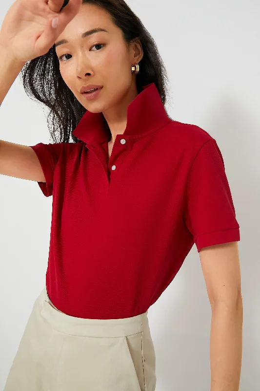 Women's Elegant Formal Outfit Red Pique Murray Classic Polo