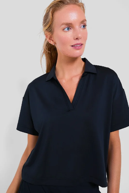 Women's High-Fashion Apparel Black Cropped Caroline Polo