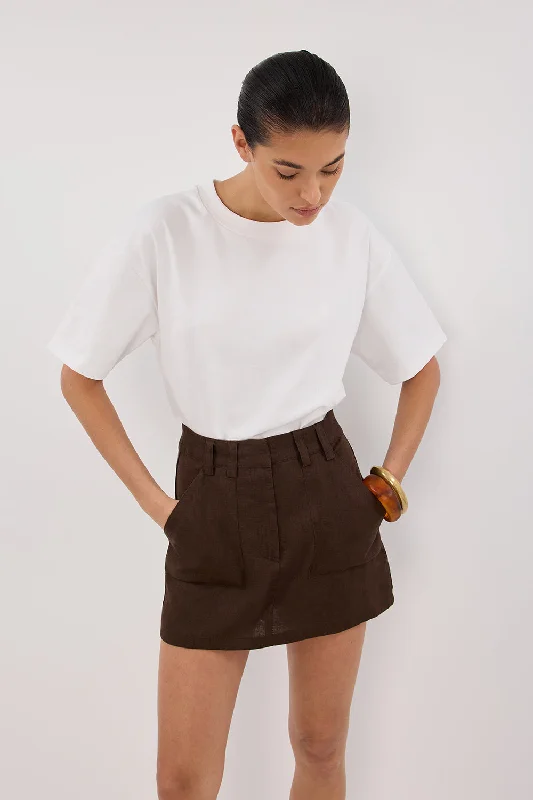 Women's Professional Outfit EVA BITTER CHOC LINEN SKORT