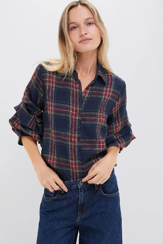 Women's Transitional Outfit Exclusive Small Navy Tartan Seville Shirt