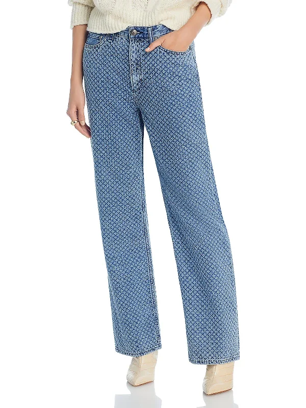 Women's Stylish Vacation Attire Logan Womens Textured Denim Wide Leg Jeans