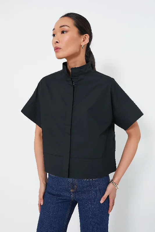 Chic Women's Outfit Black Trapunto Stitch Sofia Shirt