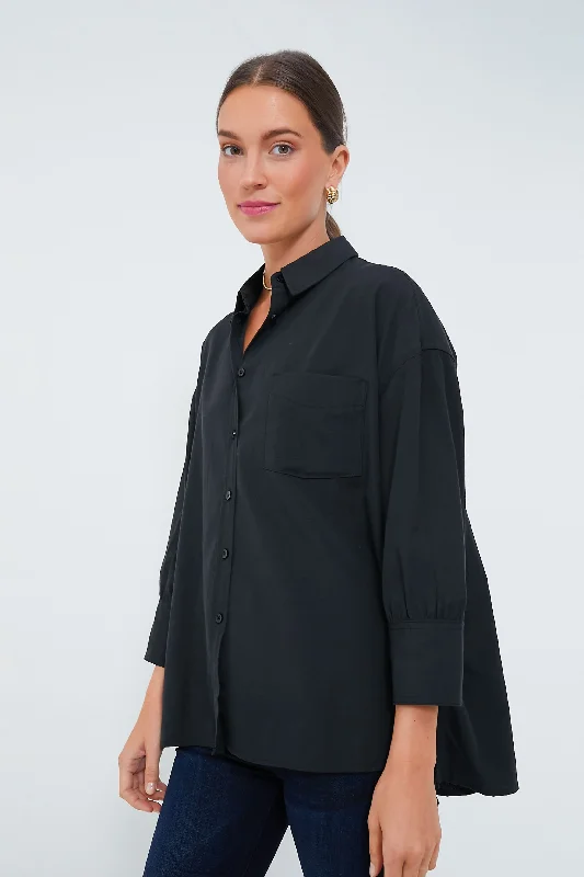 Women's Comfortable Lounge Garments Black Adair Boyfriend Shirt