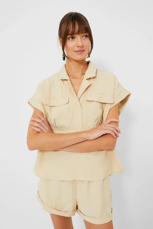 Women's Fashionable Attire For Work Khaki Scottie Shirt