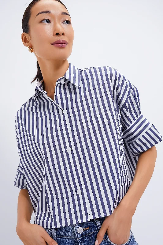 Women's Night-Out Clothes Indigo Off White Stripe Next Ex Shirt