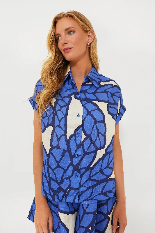 Elegant Women's Attire Matuna Blue Nilu Shirt