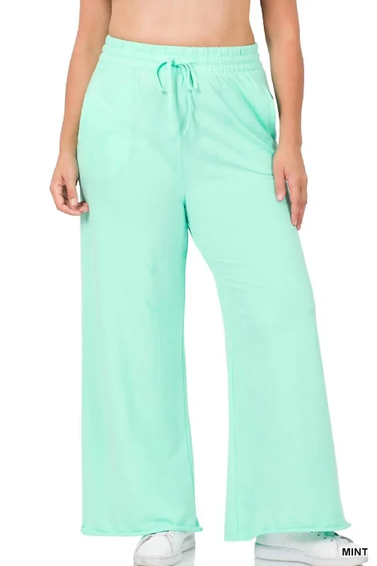 Women's Vintage Attire French Terry Wide Leg Lounge Pants In Mint