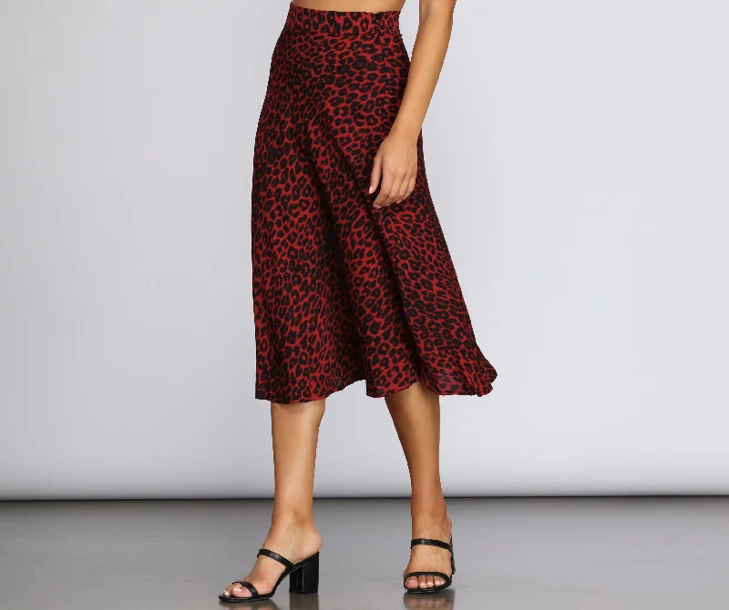 Women's Cozy Outfit For Lounging Sassy Flare Midi Skirt