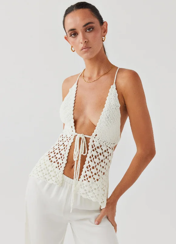 Women's Holiday Outfit Into You Crochet Tie Top - Ivory