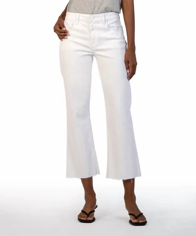 Women's Work Outfit For The Office Kelsey High Rise Ankle Flare Jean In Optic White