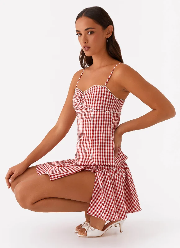 Women's Evening Wear Attire Bellamy Top - Red Gingham