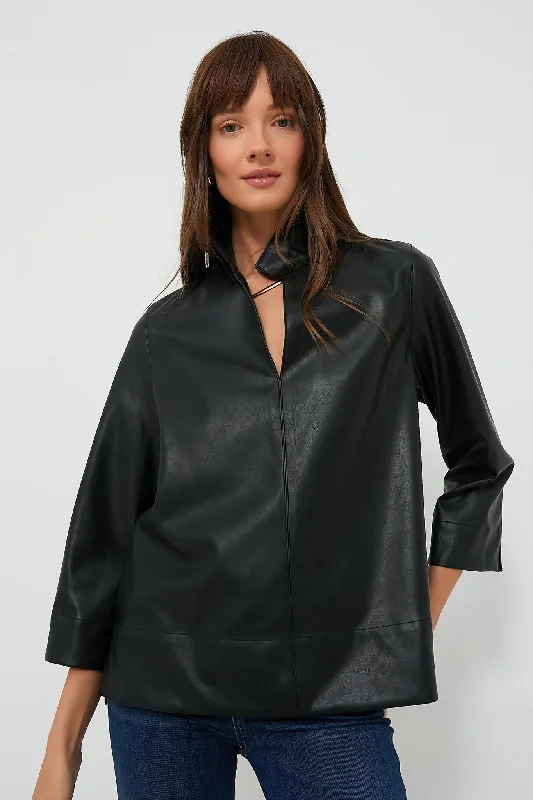 Women's Vintage Attire Black Leather Margot Top