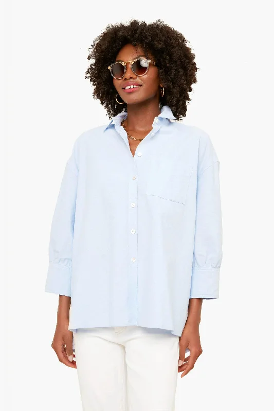 Women's Occasion Wear Clothing Blue Oxford Adair Boyfriend Shirt