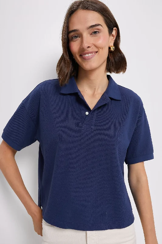 Classic Women's Apparel Navy Pique Holmes Boyfriend Polo