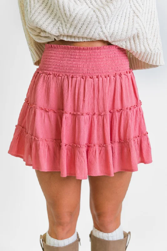 Stylish Women's Garments For Holidays Through The Garden Rose Solid Mini Skort FINAL SALE