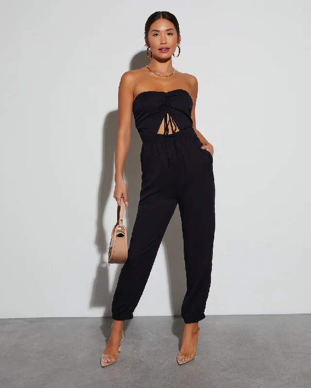 Women's Holiday Clothes Francine Pocketed Strapless Cutout Jumpsuit