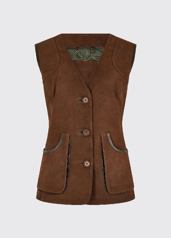 Women's Vacation Garments Allendale Leather Gilet - Walnut