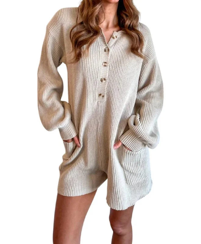 Affordable Luxury Women's Apparel Cozy For Fall Romper In Cream