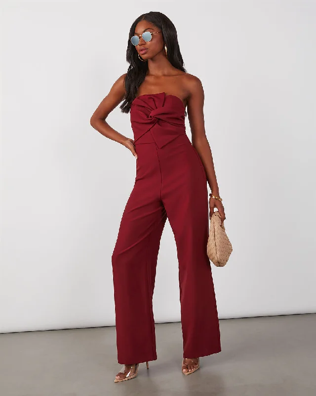 Women's Vintage Garments Sugarplum Strapless Wide Leg Jumpsuit