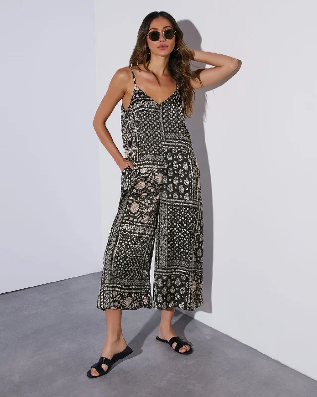 Women's High-Fashion Attire Rhapsody Printed Pocketed Boho Jumpsuit