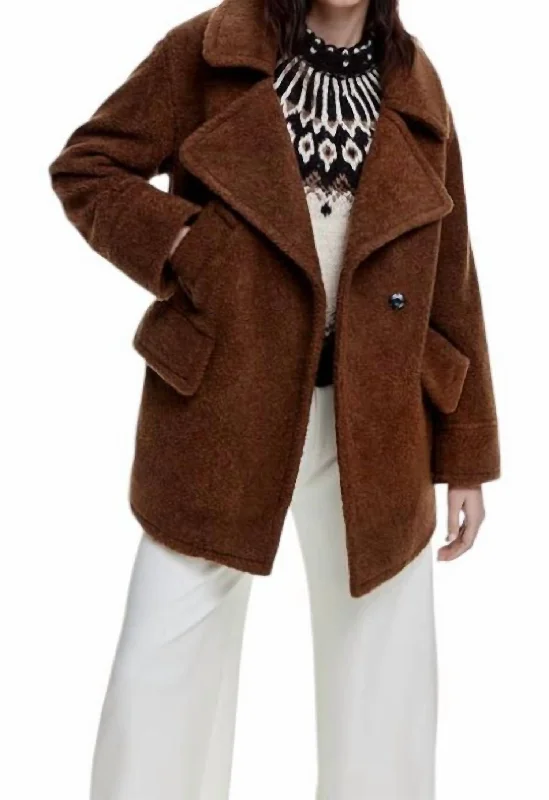 Women's Clothing For Holiday Travel Teddy Car Coat In Chestnut