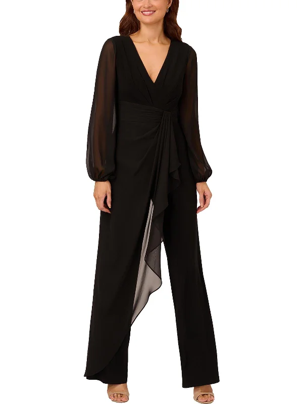 Women's Travel Garments Womens Chiffon V-Neck Jumpsuit