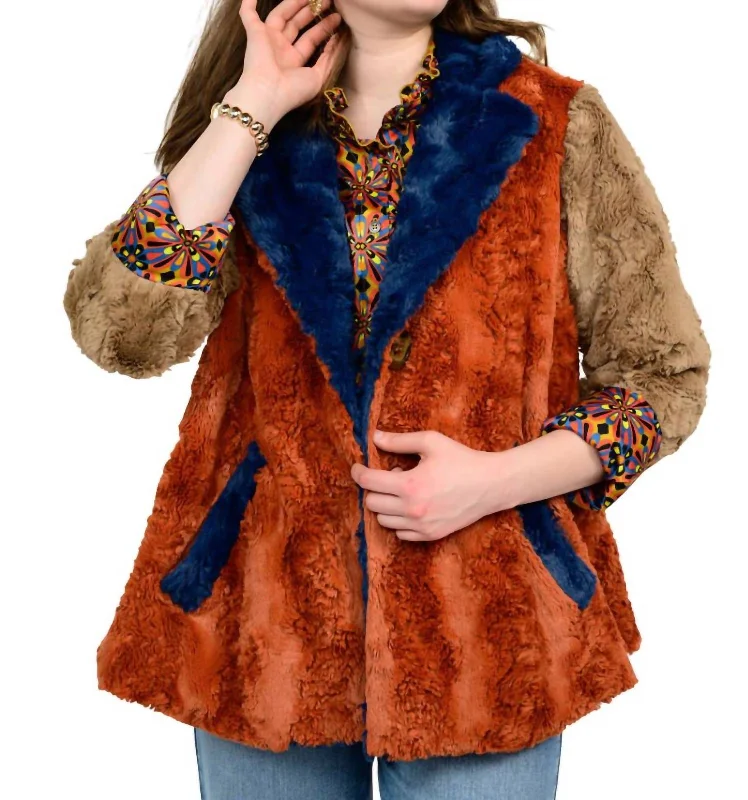 Women's Athletic Outfit Patchwork Fur Coat In Multi